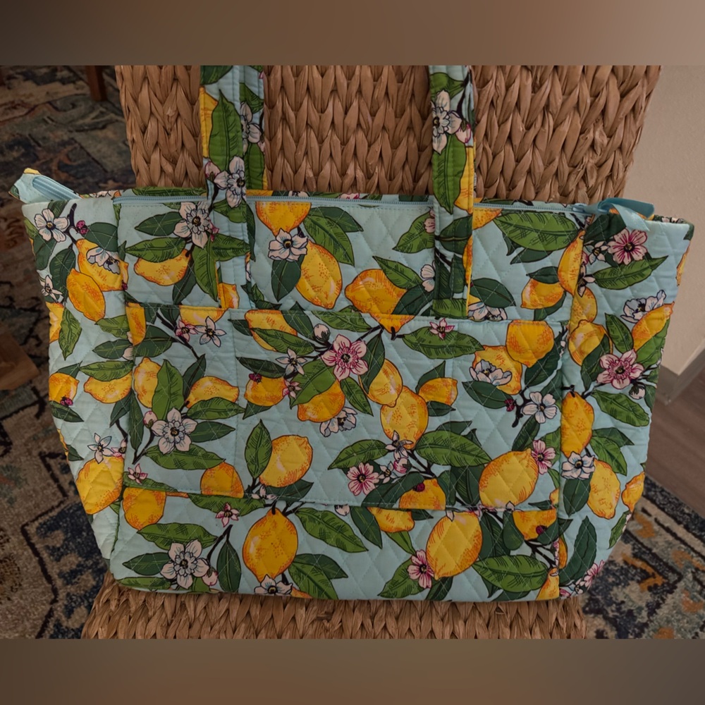 Vera Bradley Floral Lemon Twist Print Tote Bag work overnight